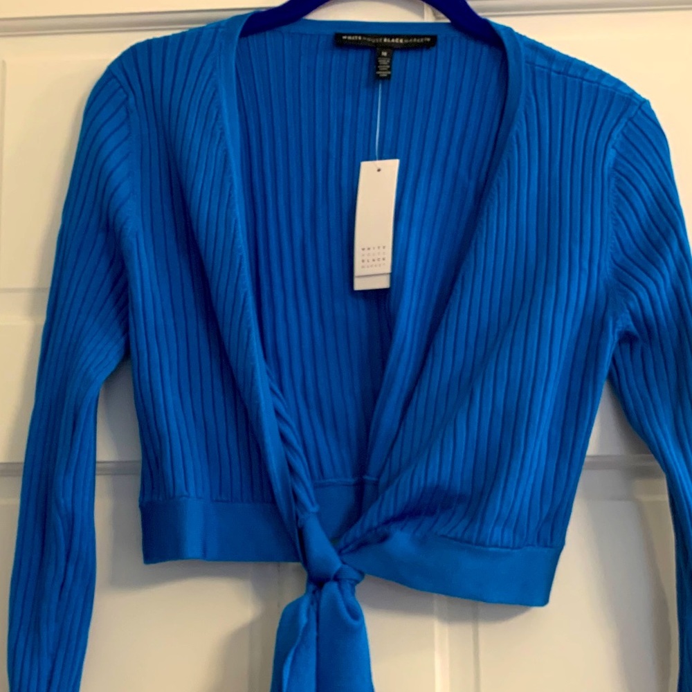 Ribbed wrap blue shrug